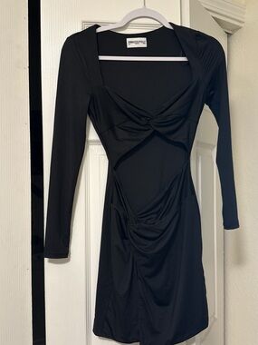 Princess Polly Black Long Sleeve Knot-Detail Mini Dress